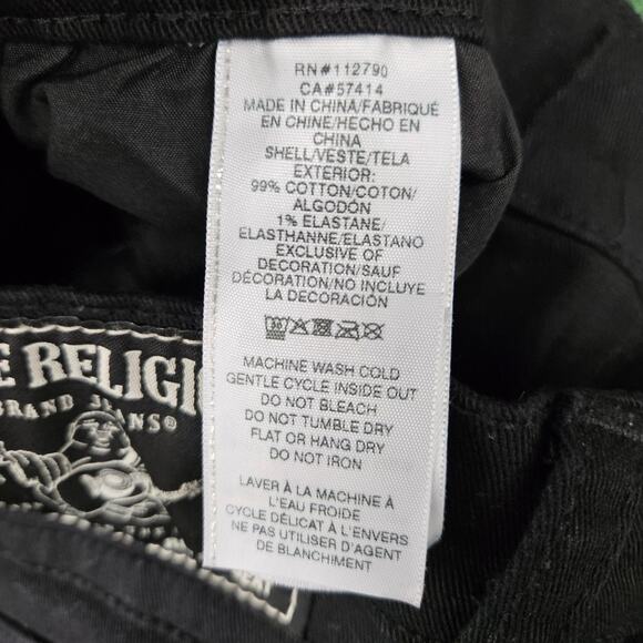 True Religion Jeans Flap Black Rocco Relaxed Skinny Denim Men’s Sz 32x30 - Picture 7 of 15